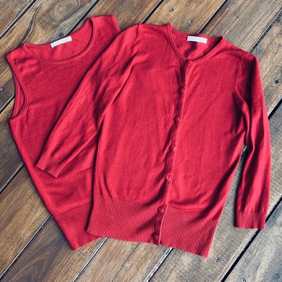 Saba Sweaters - SABA twin set , tank top & cardigan SIZE 6-8 in rich red🌹